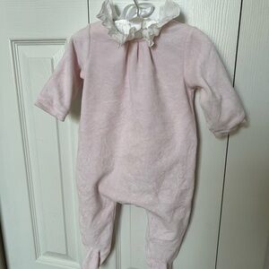 Jacadi Pink Plush Footed pajama with High Collar for baby girl
